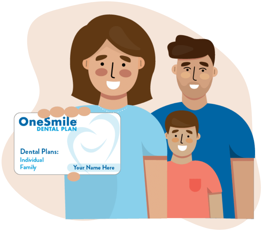 Family Holding OneSmile Dental Plan Card Illustration